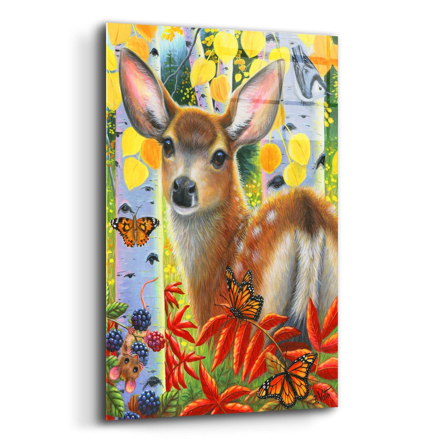 Epic Art 'Little Fawn's Autumn' by Bridget Voth, Acrylic Glass Wall Art,12x16