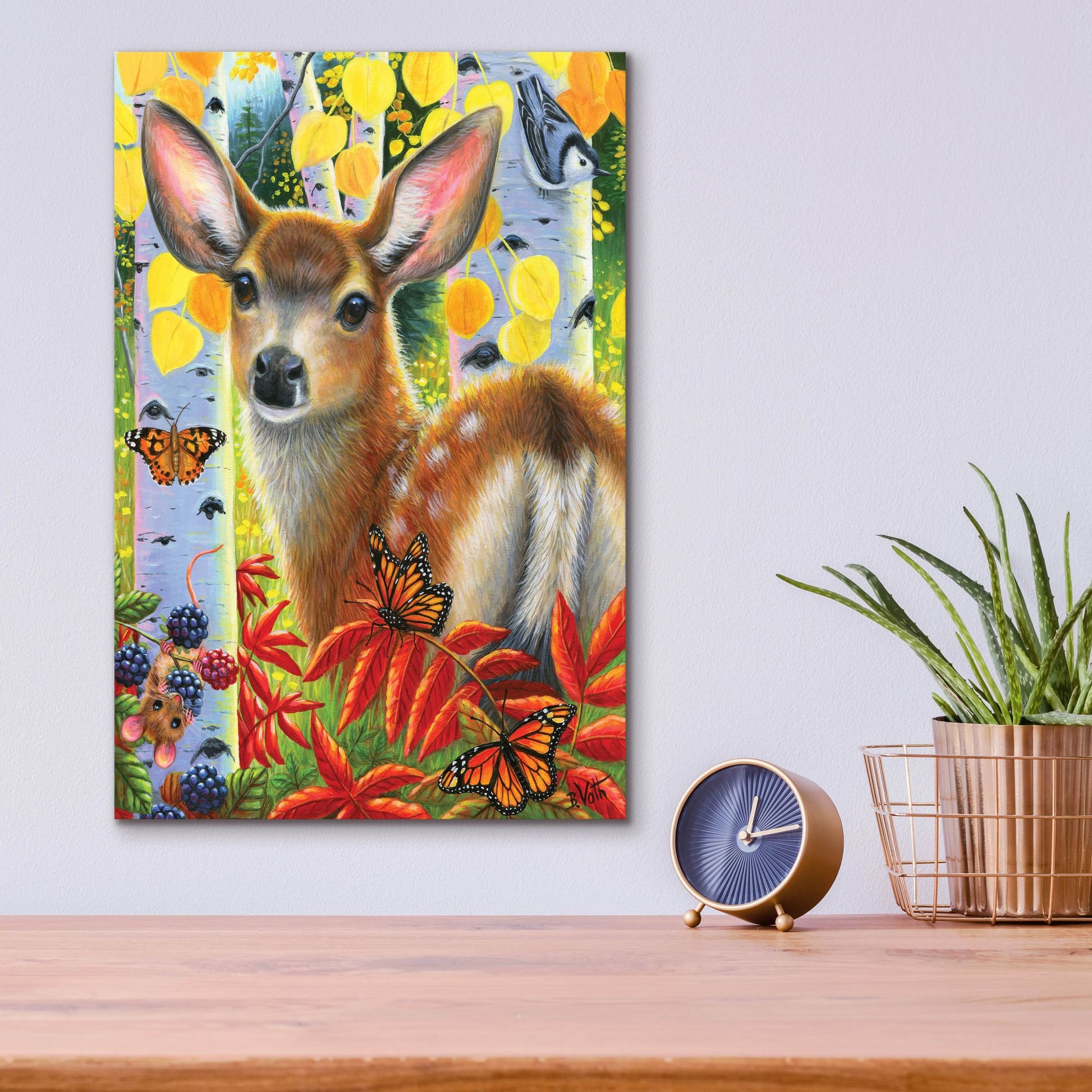 Epic Art 'Little Fawn's Autumn' by Bridget Voth, Acrylic Glass Wall Art,12x16