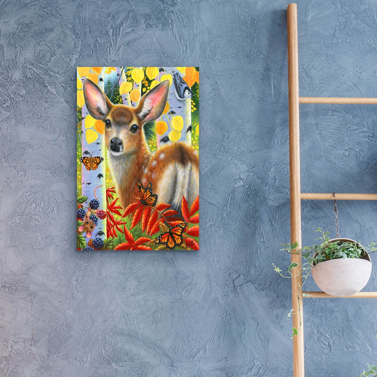 Epic Art 'Little Fawn's Autumn' by Bridget Voth, Acrylic Glass Wall Art,16x24