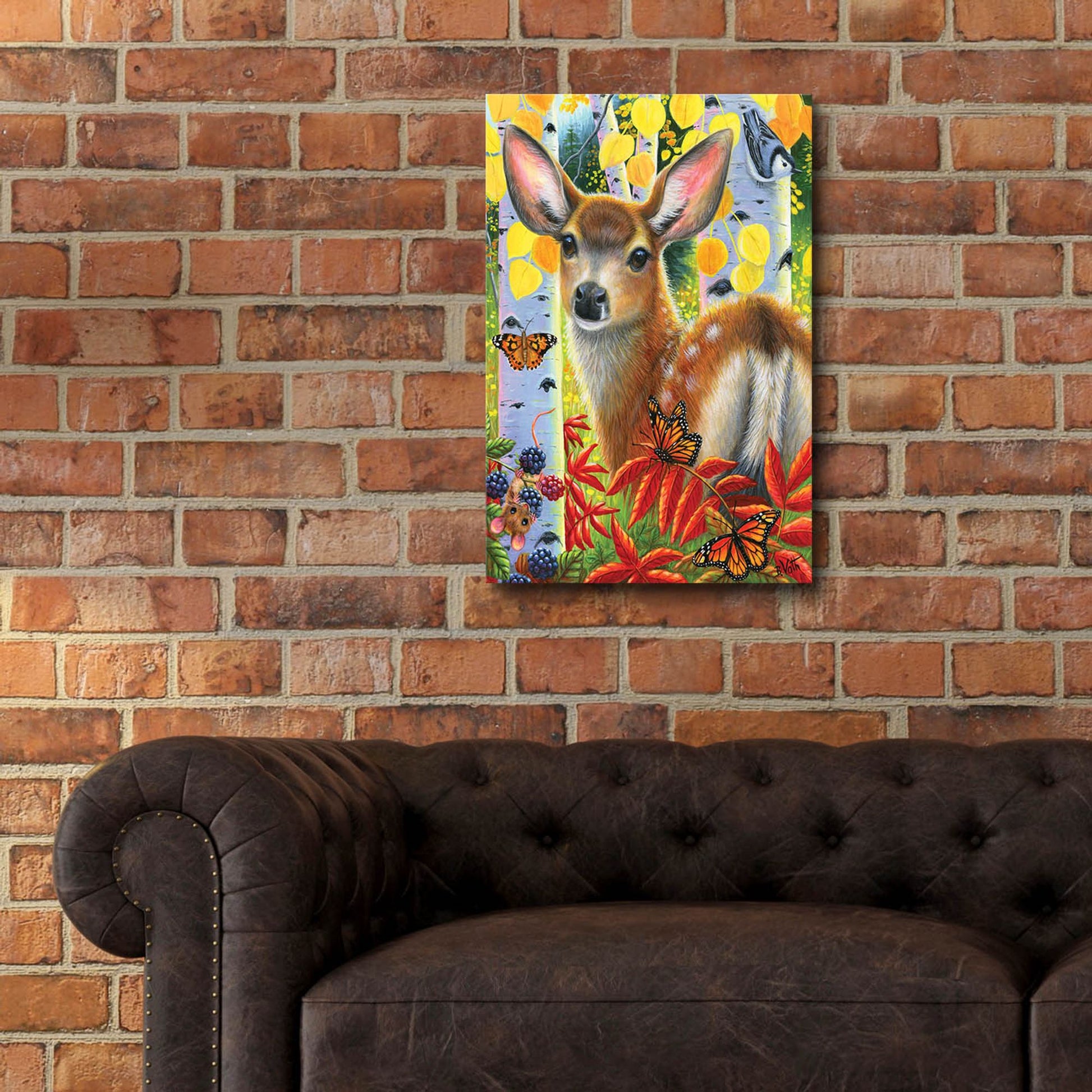 Epic Art 'Little Fawn's Autumn' by Bridget Voth, Acrylic Glass Wall Art,16x24