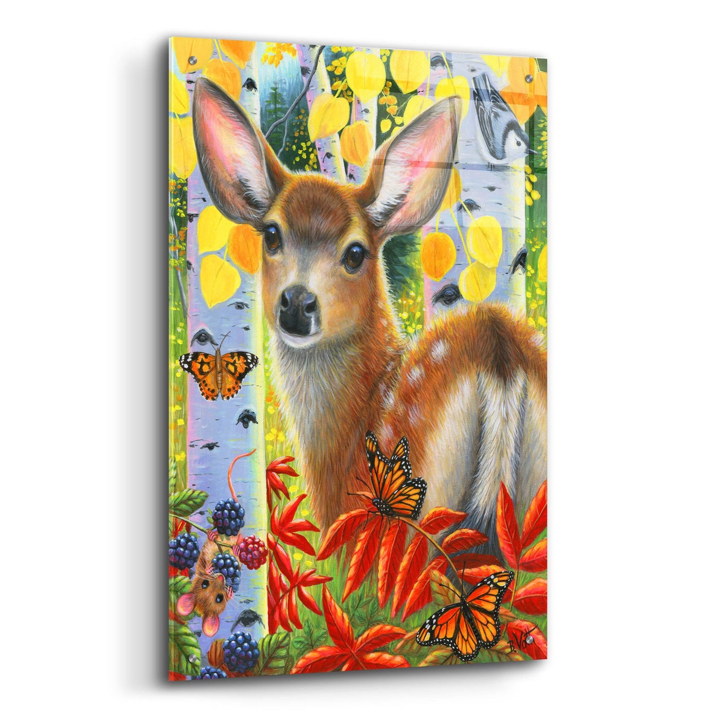 Epic Art 'Little Fawn's Autumn' by Bridget Voth, Acrylic Glass Wall Art,24x36