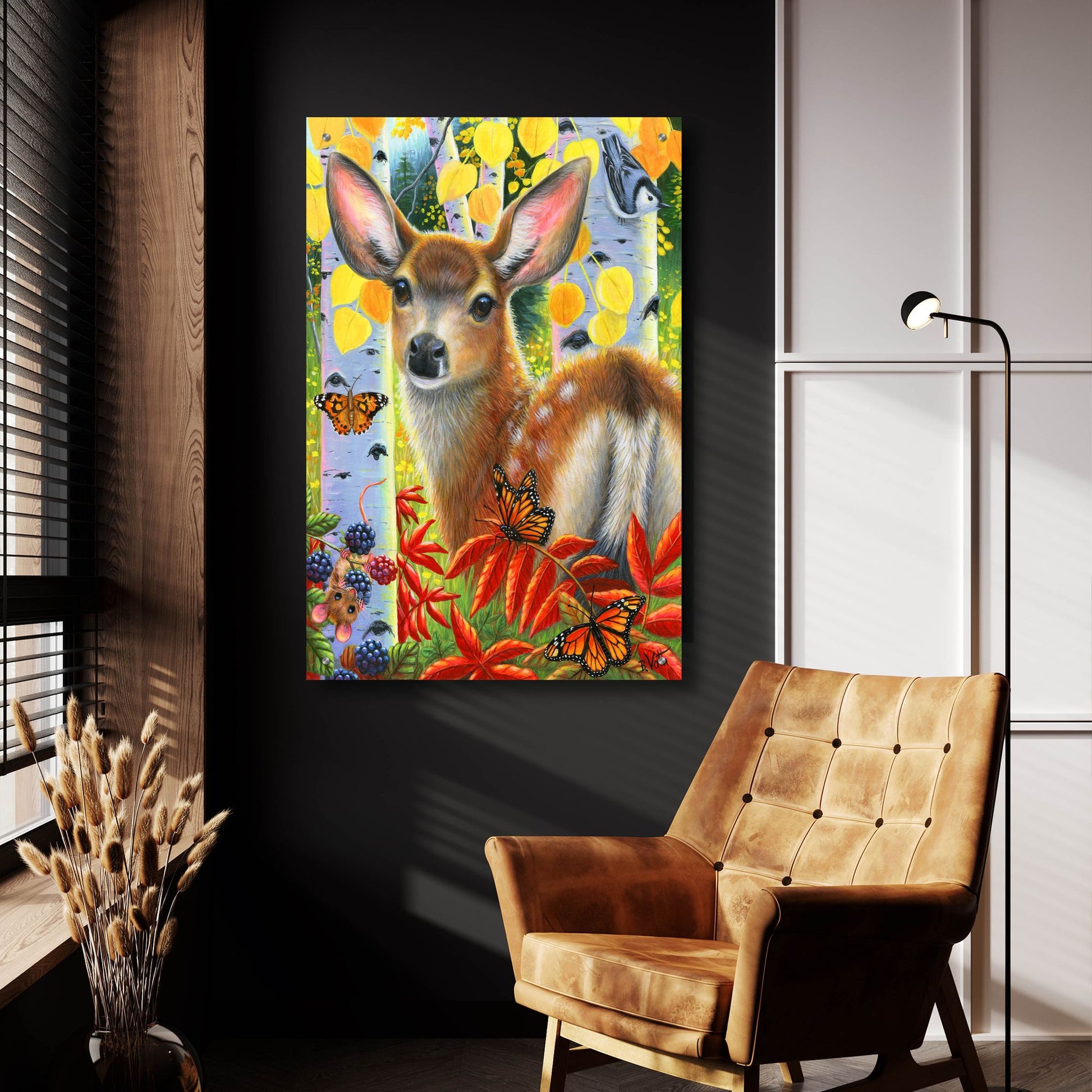 Epic Art 'Little Fawn's Autumn' by Bridget Voth, Acrylic Glass Wall Art,24x36