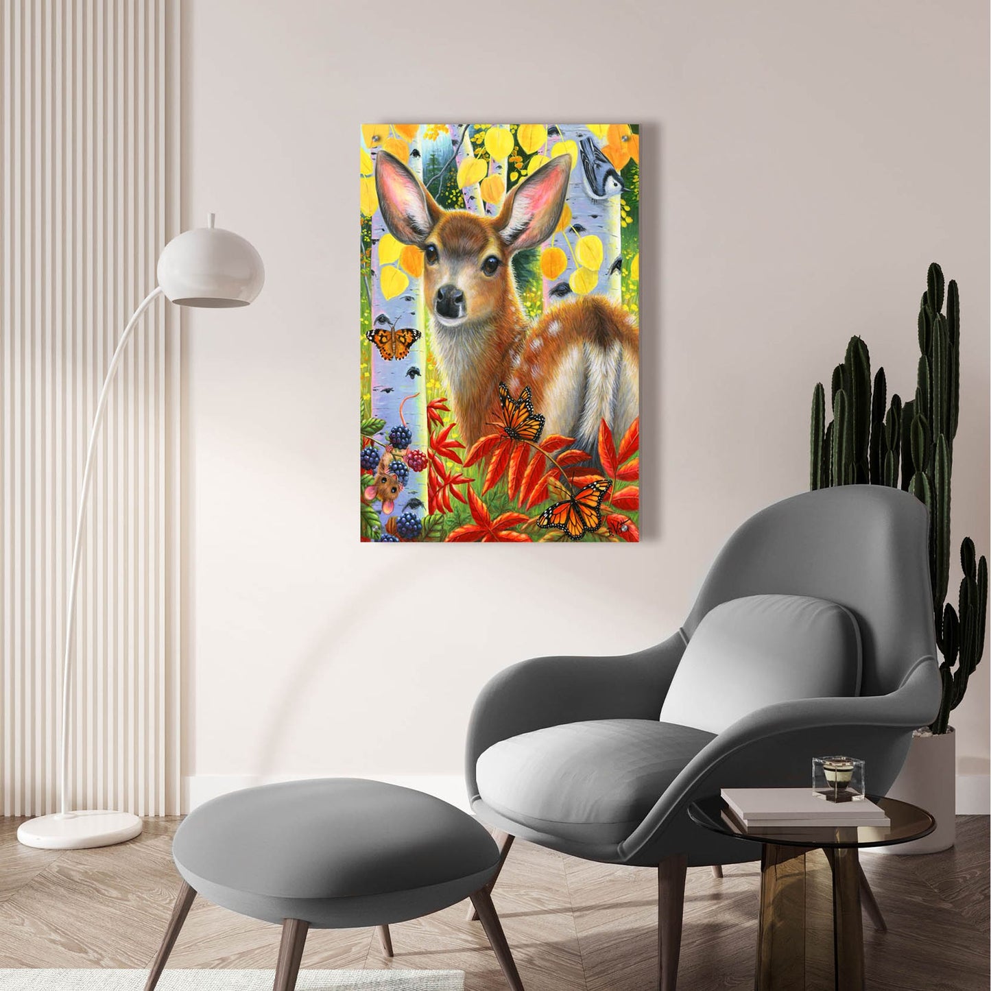 Epic Art 'Little Fawn's Autumn' by Bridget Voth, Acrylic Glass Wall Art,24x36