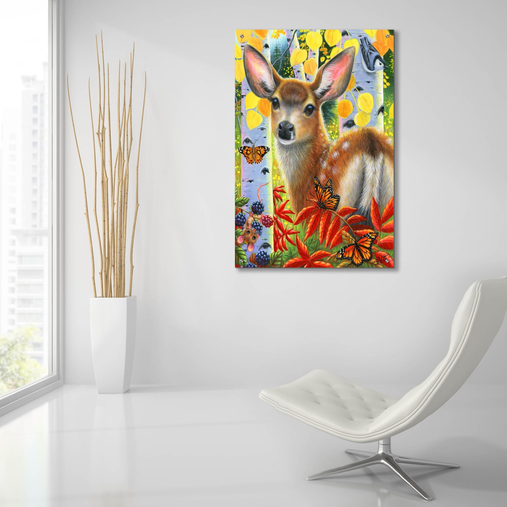 Epic Art 'Little Fawn's Autumn' by Bridget Voth, Acrylic Glass Wall Art,24x36