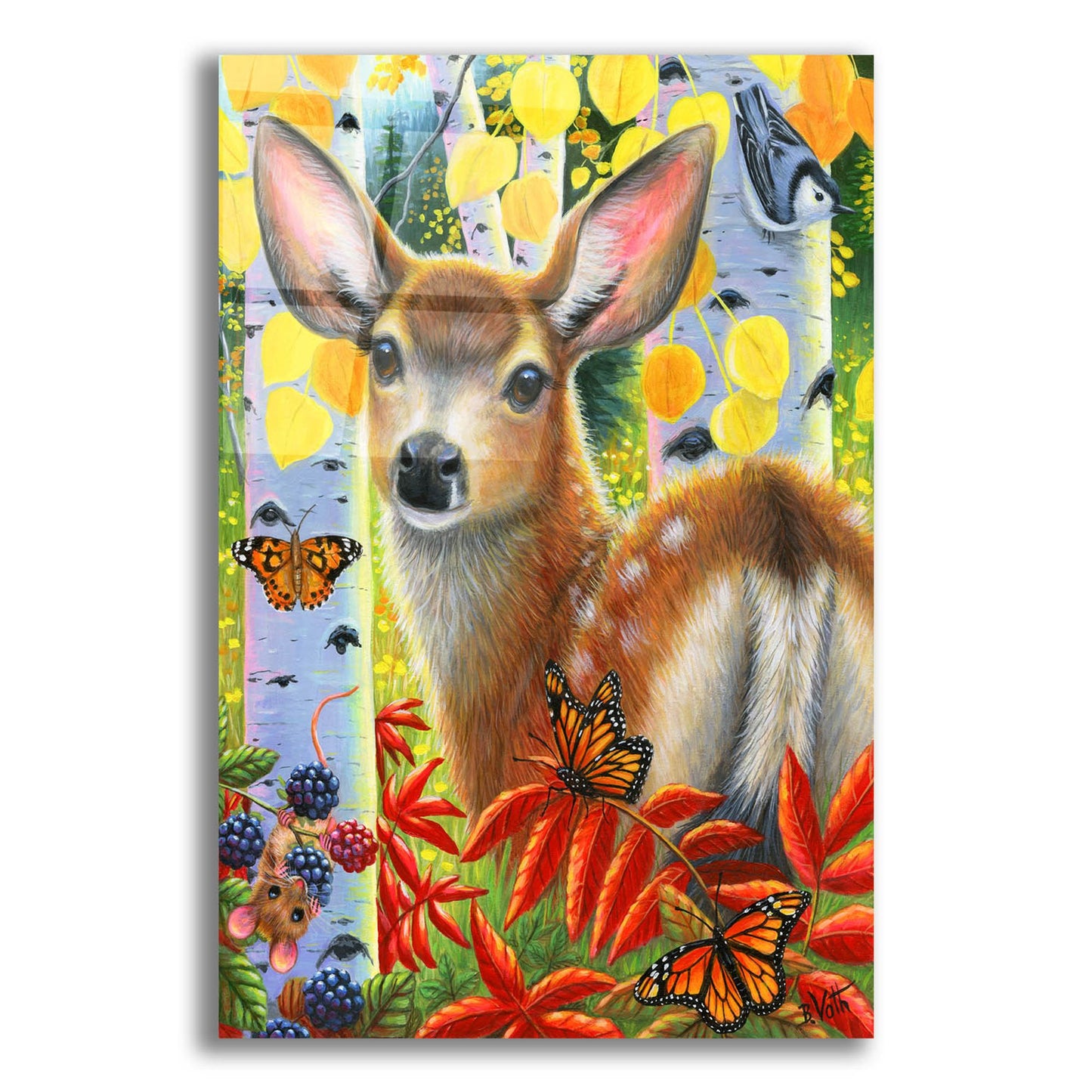 Epic Art 'Little Fawn's Autumn' by Bridget Voth, Acrylic Glass Wall Art