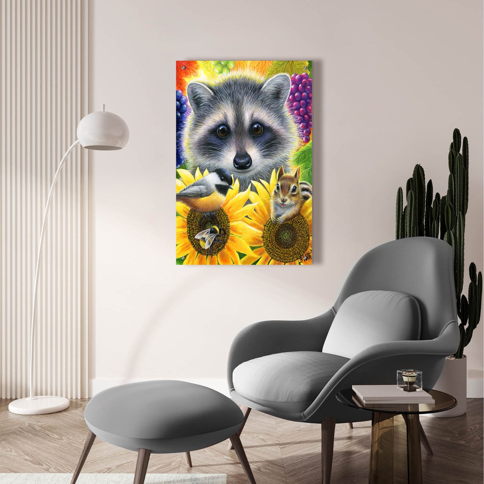 Epic Art 'Sunflower Friends' by Bridget Voth, Acrylic Glass Wall Art,24x36