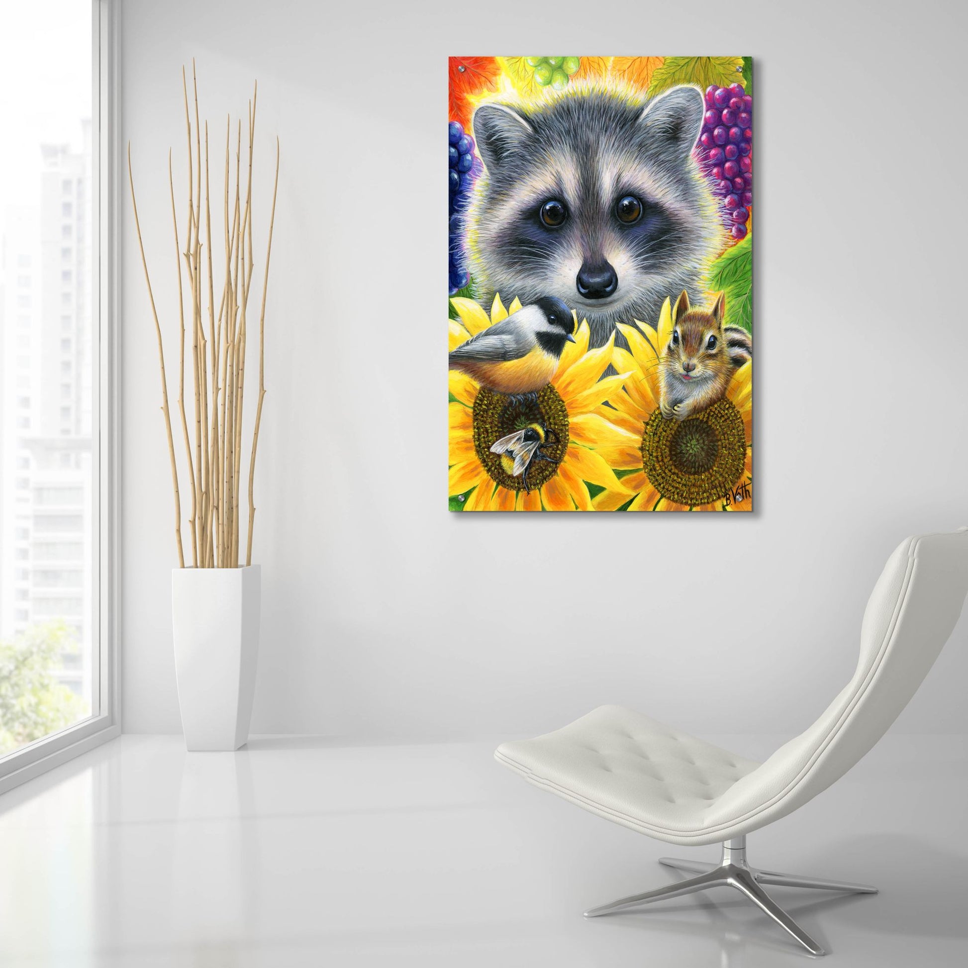 Epic Art 'Sunflower Friends' by Bridget Voth, Acrylic Glass Wall Art,24x36