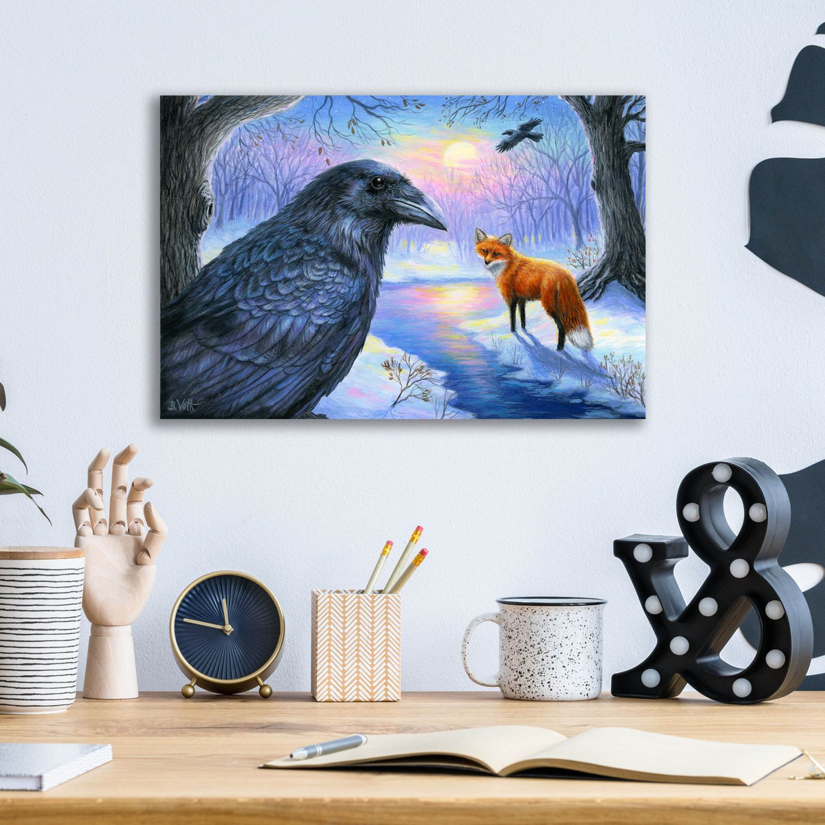 Raven Moon by Bridget Voth - 16x12 acrylic wall art in a room