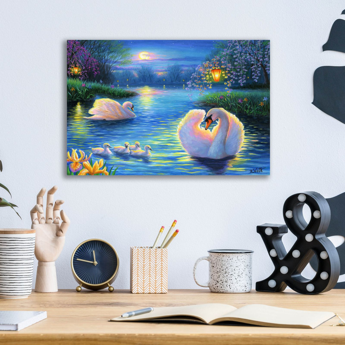 Epic Art 'Lamplight Lake' by Bridget Voth, Acrylic Glass Wall Art,16x12