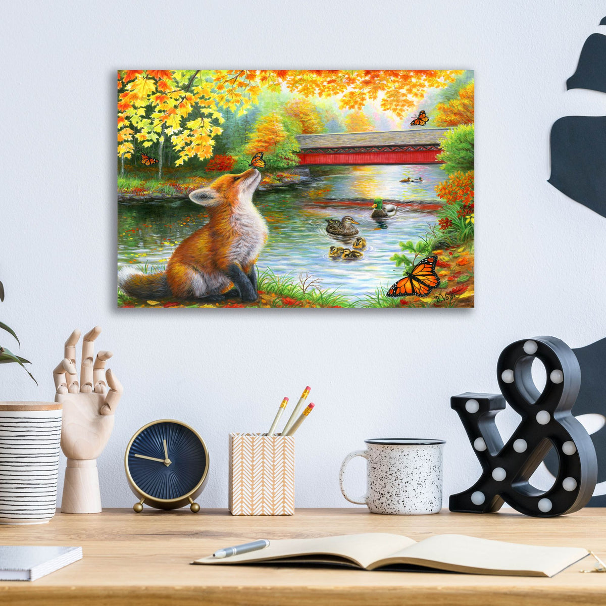 Epic Art 'Autumn For Little Fox' by Bridget Voth, Acrylic Glass Wall Art,16x12