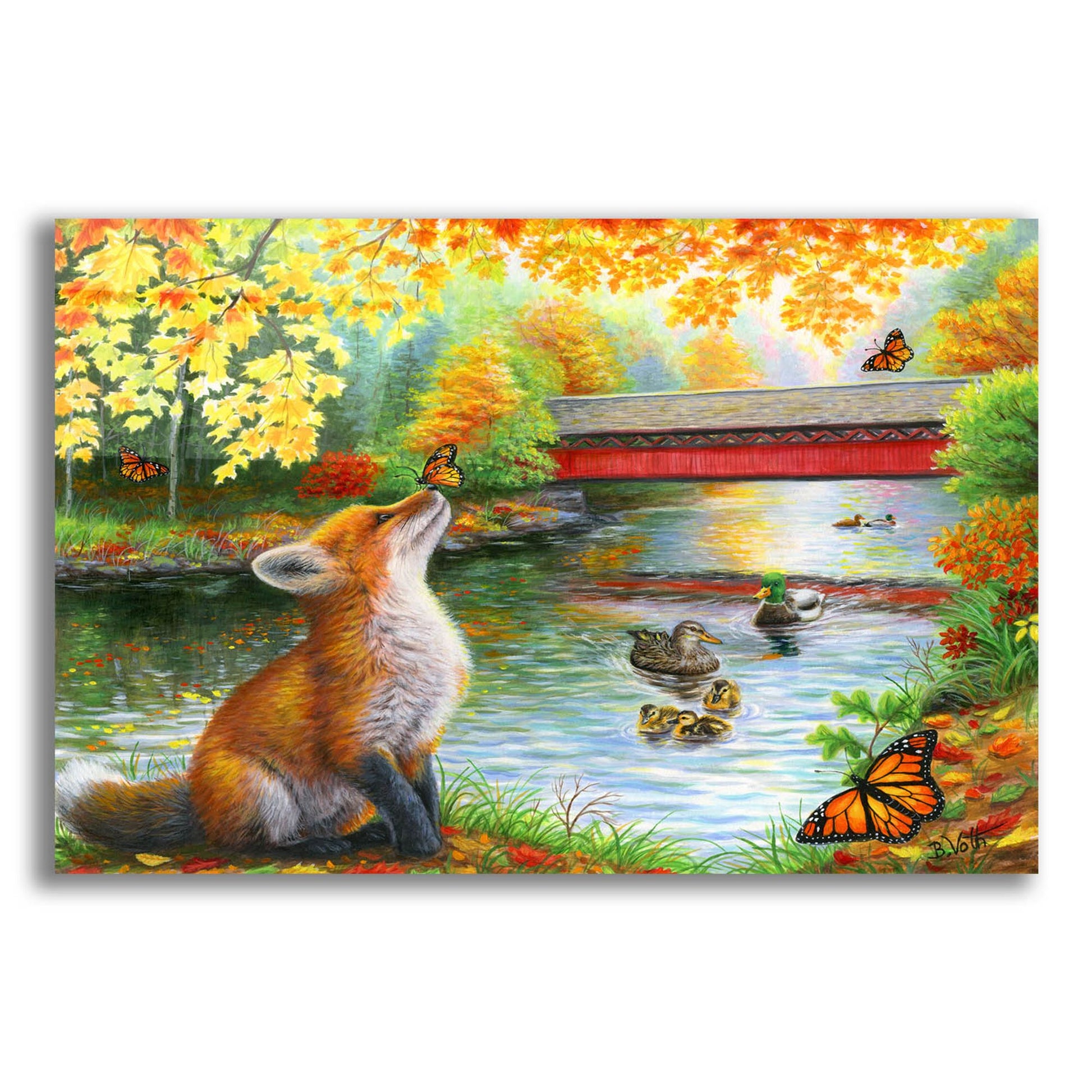 Epic Art 'Autumn For Little Fox' by Bridget Voth, Acrylic Glass Wall Art,24x16