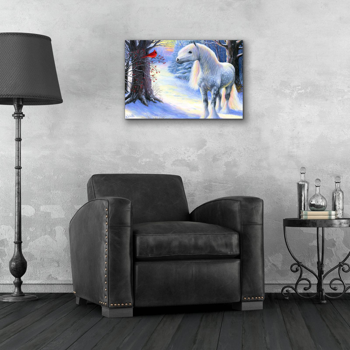 Little Red Bird by Bridget Voth - 24x16 acrylic wall art in a room
