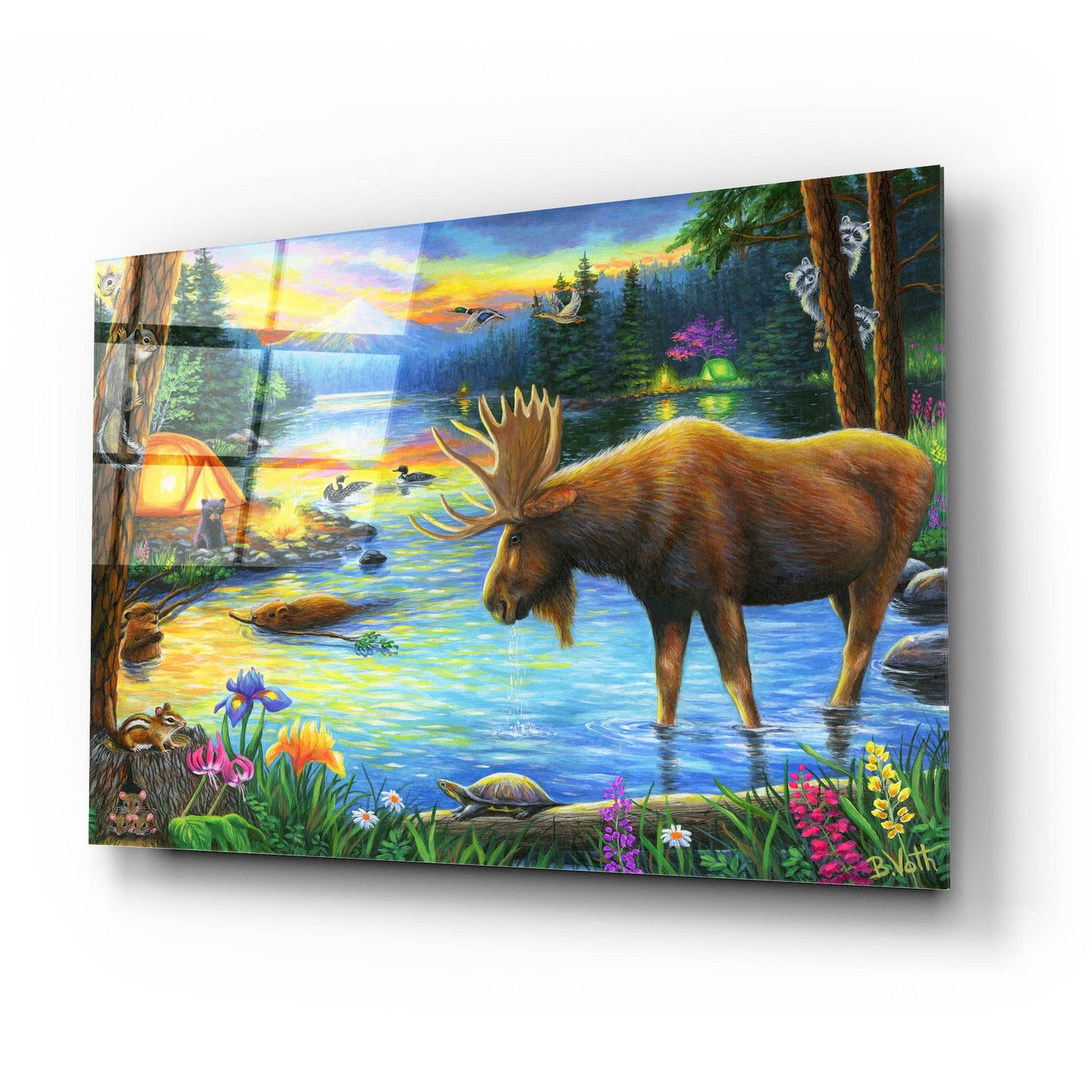 Epic Art 'Evening at the Mountain Lake' by Bridget Voth, Acrylic Glass Wall Art,24x16