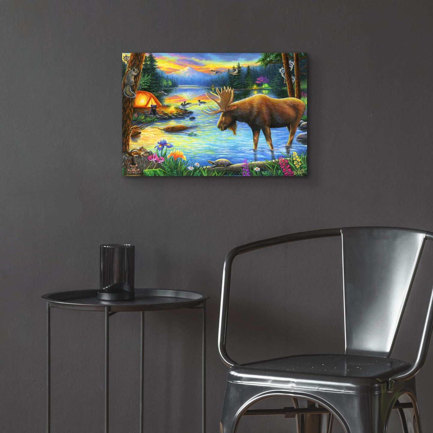 Epic Art 'Evening at the Mountain Lake' by Bridget Voth, Acrylic Glass Wall Art,24x16