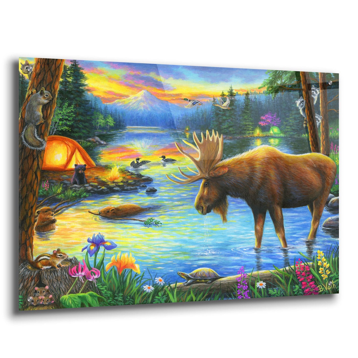 Epic Art 'Evening at the Mountain Lake' by Bridget Voth, Acrylic Glass Wall Art,36x24