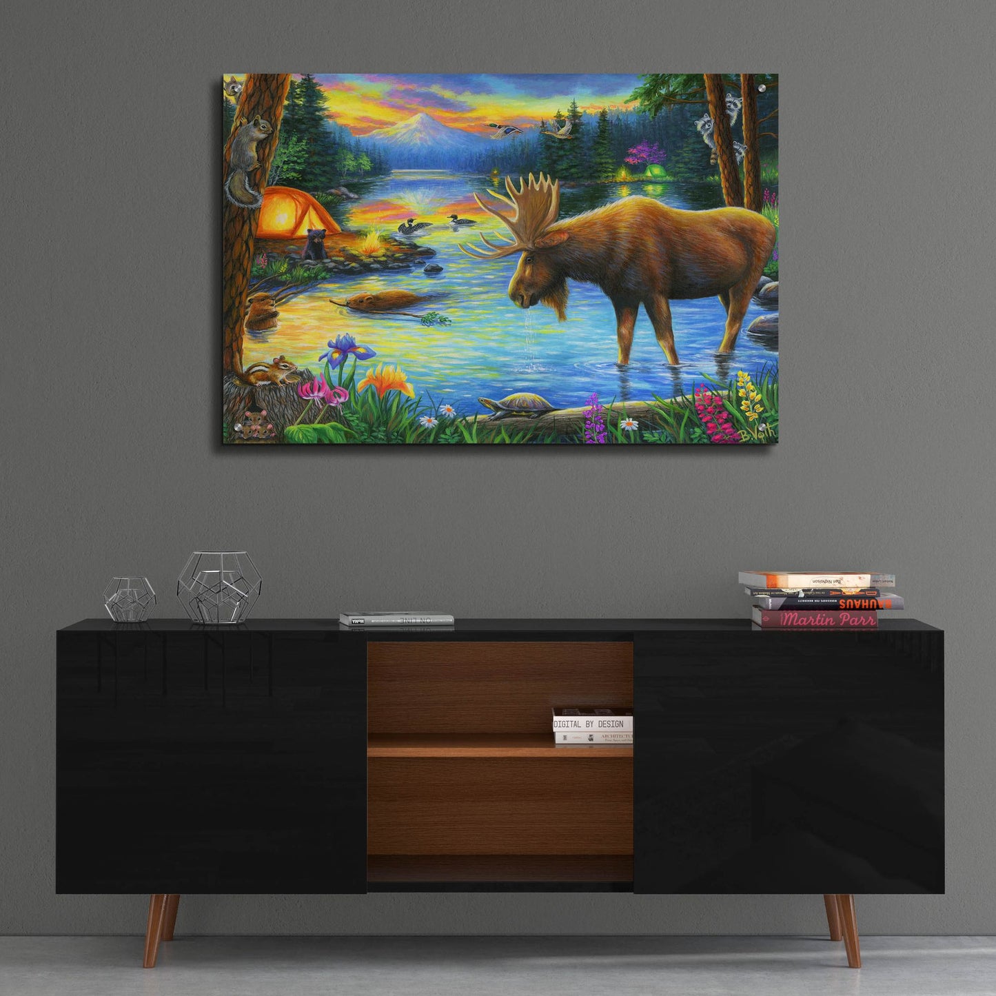 Epic Art 'Evening at the Mountain Lake' by Bridget Voth, Acrylic Glass Wall Art,36x24