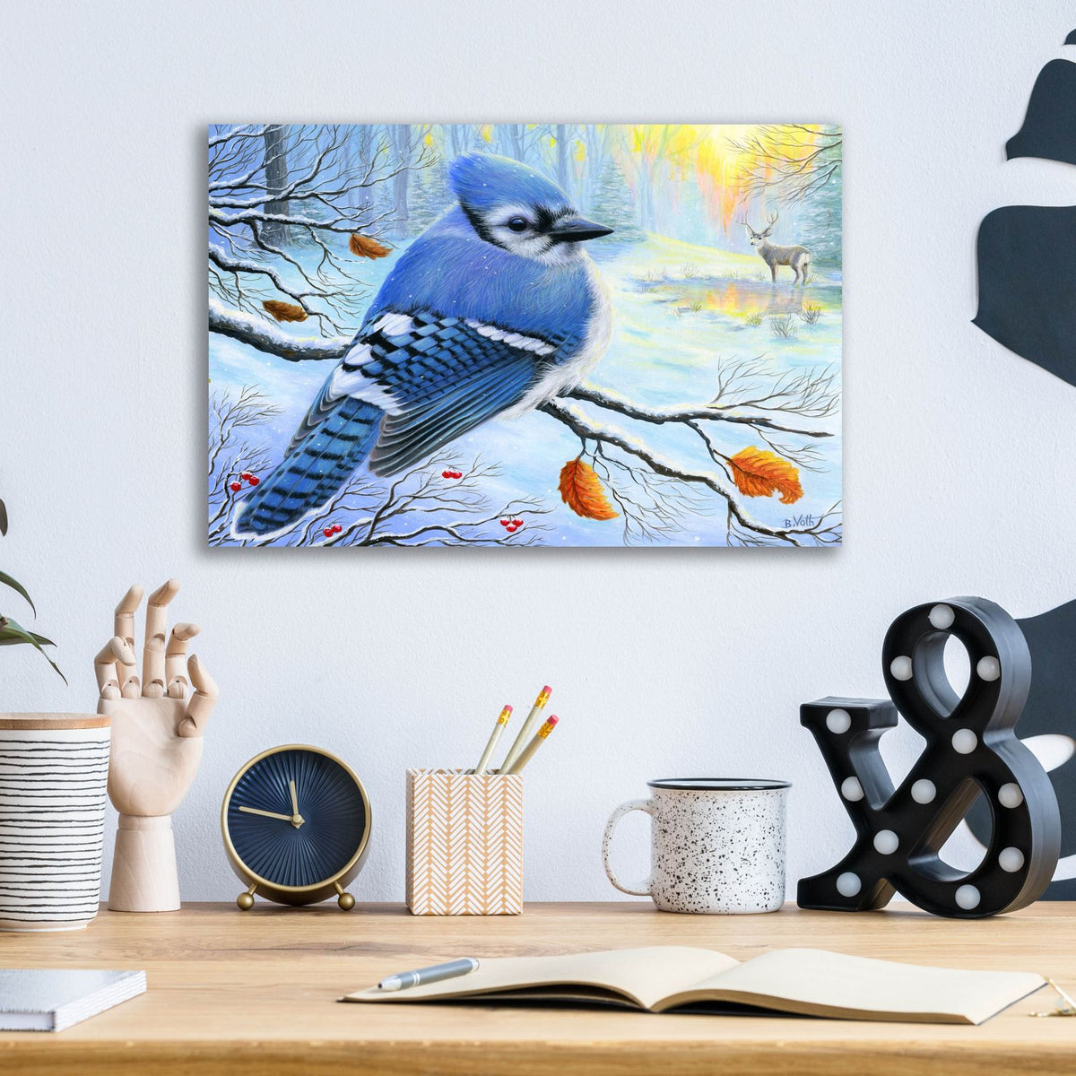 Blue Winter Morning by Bridget Voth - 16x12 acrylic wall art in a room