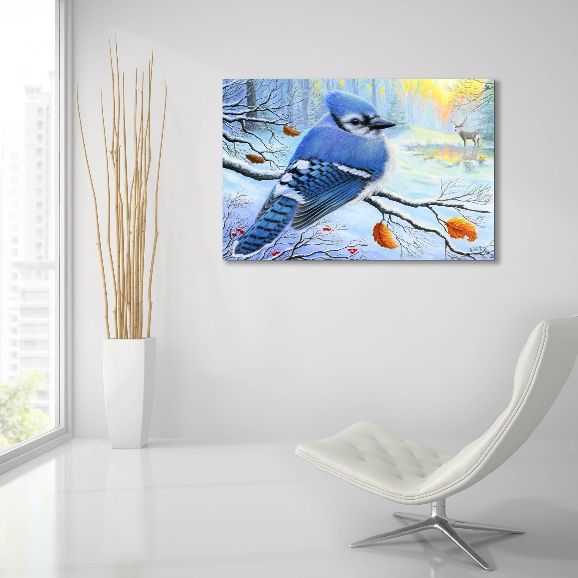 Epic Art 'Blue Winter Morning' by Bridget Voth, Acrylic Glass Wall Art,36x24