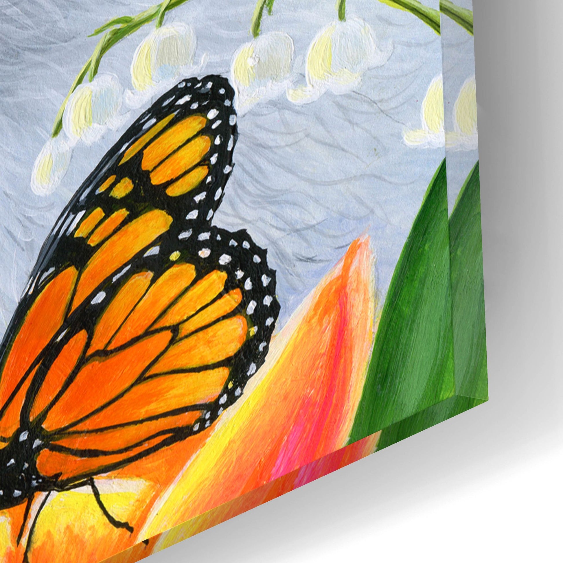 Epic Art 'Little Friend in the Tulips' by Bridget Voth, Acrylic Glass Wall Art,16x12