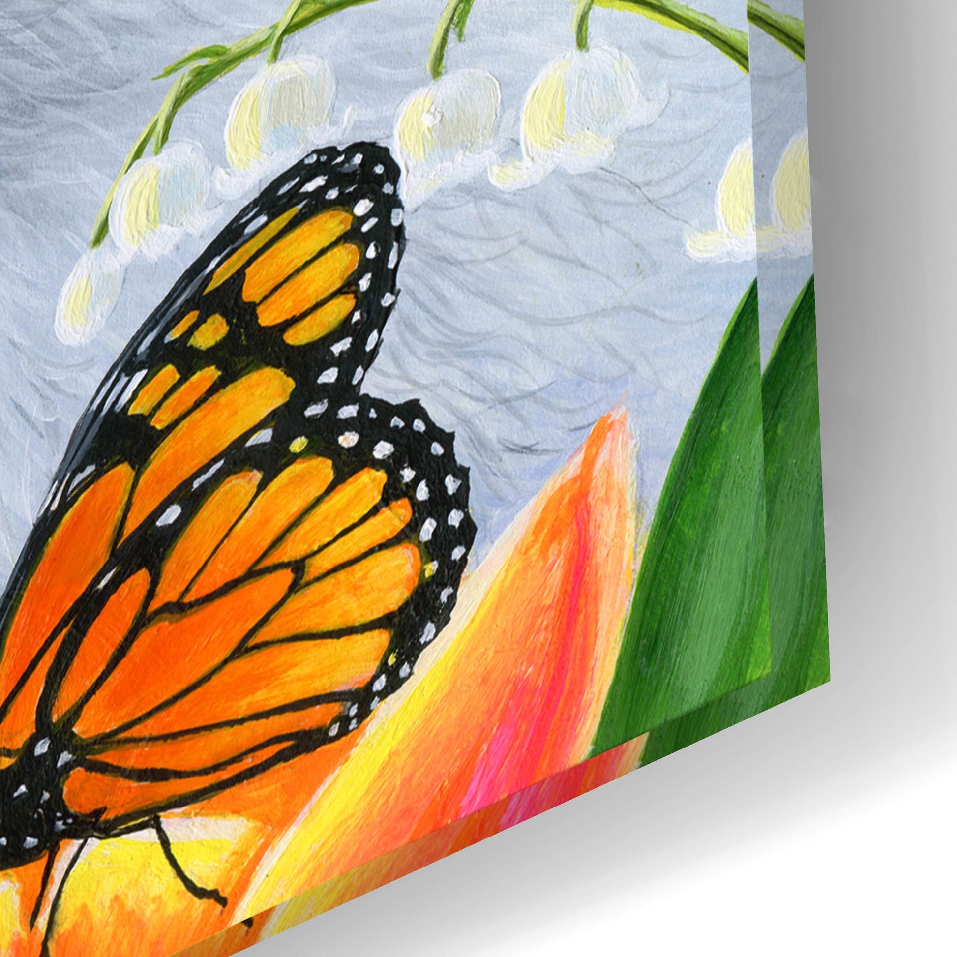 Epic Art 'Little Friend in the Tulips' by Bridget Voth, Acrylic Glass Wall Art,24x16