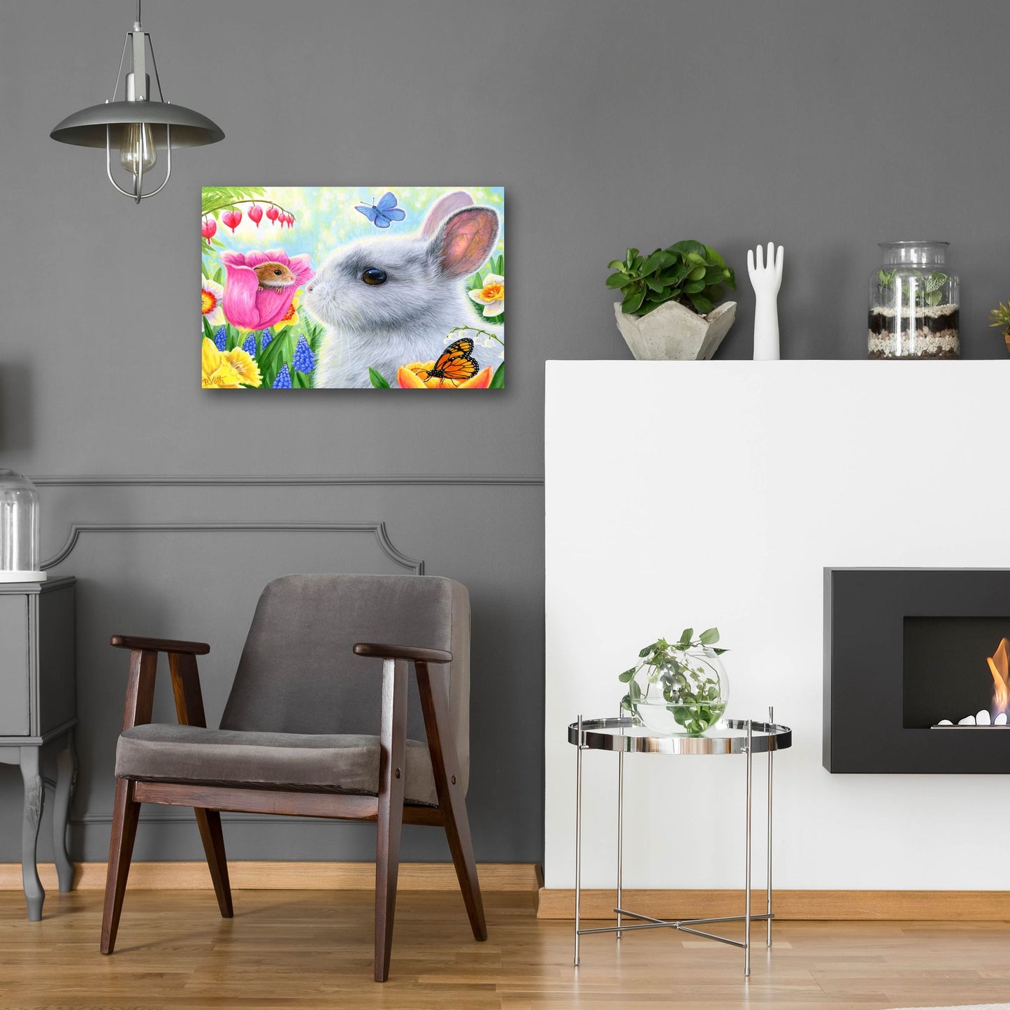 Epic Art 'Little Friend in the Tulips' by Bridget Voth, Acrylic Glass Wall Art,24x16