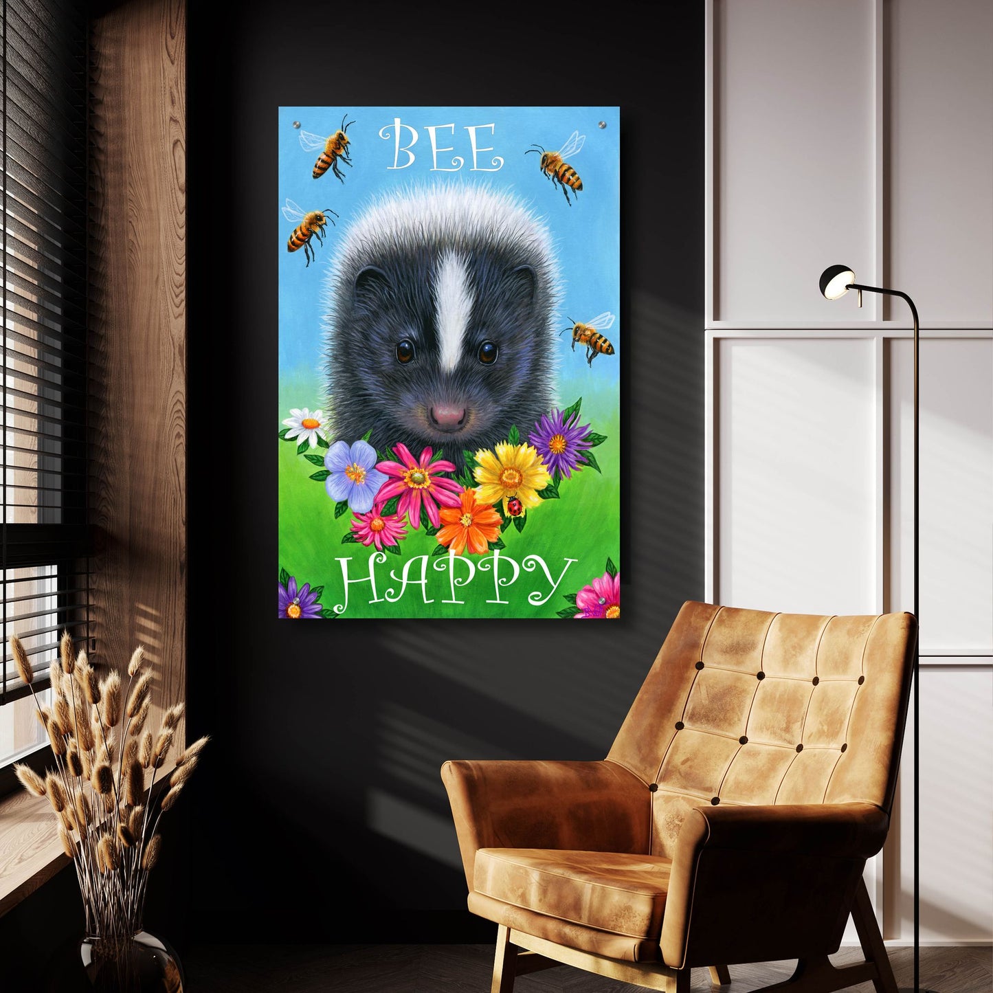 Epic Art 'Bee Happy 2' by Bridget Voth, Acrylic Glass Wall Art,24x36