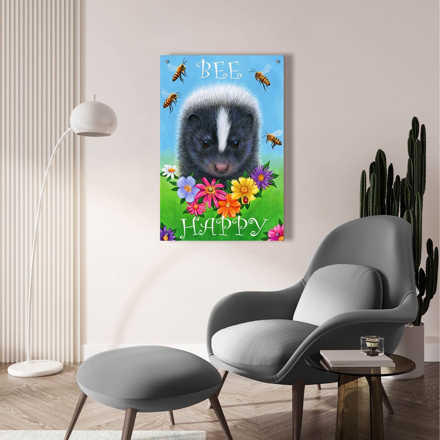 Epic Art 'Bee Happy 2' by Bridget Voth, Acrylic Glass Wall Art,24x36