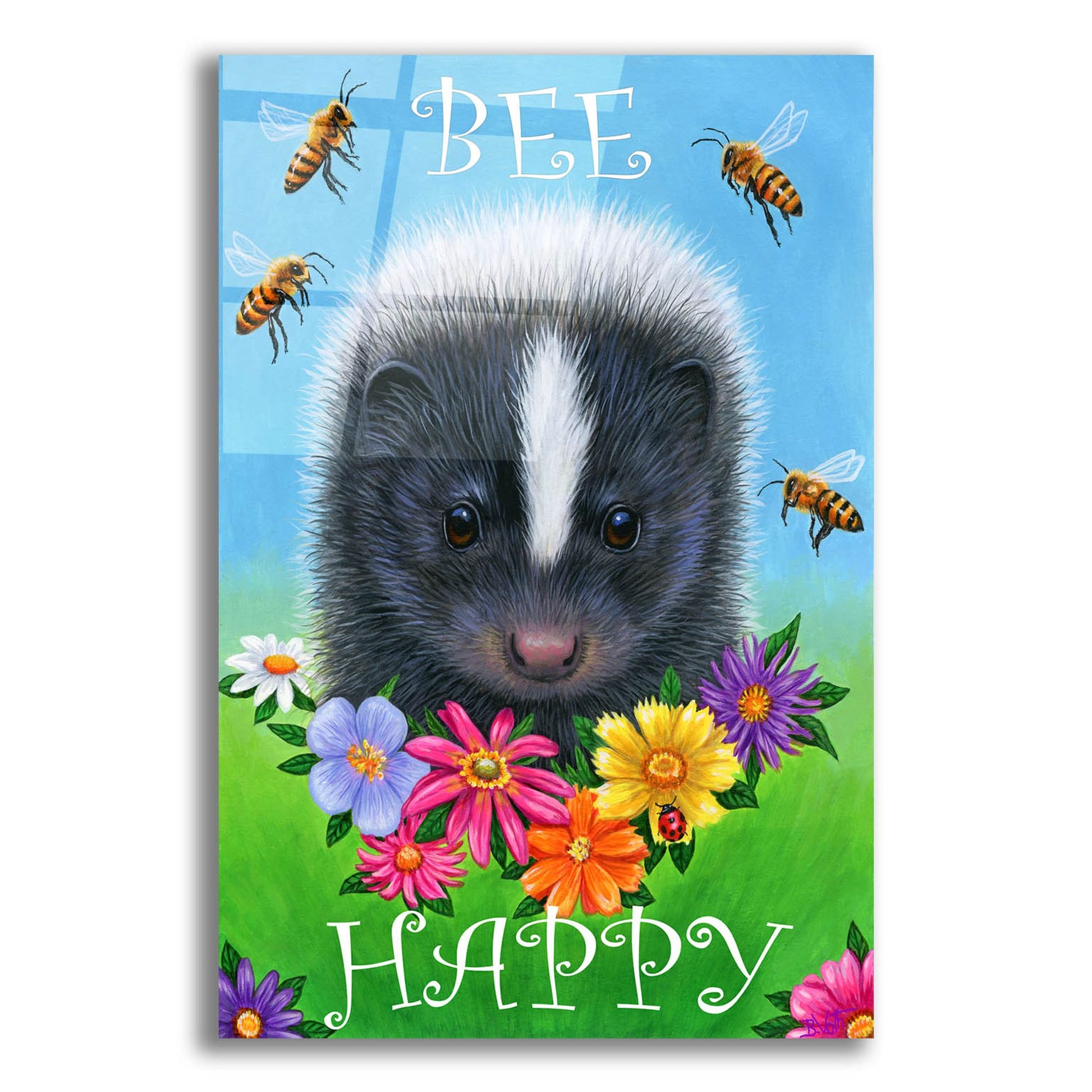 Epic Art 'Bee Happy 2' by Bridget Voth, Acrylic Glass Wall Art