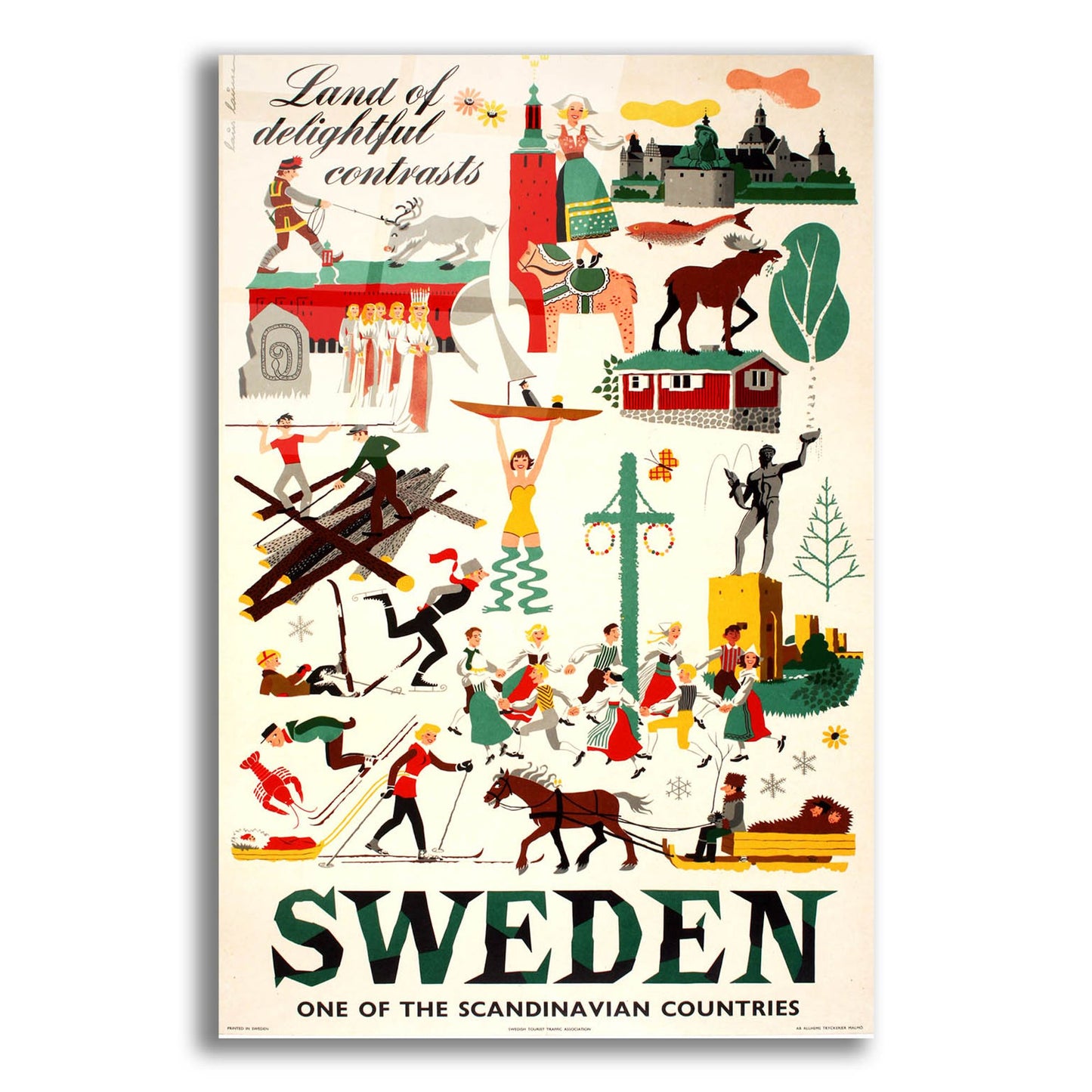 Epic Art 'Sweden Travel' by Vintage Posters, Acrylic Glass Wall Art