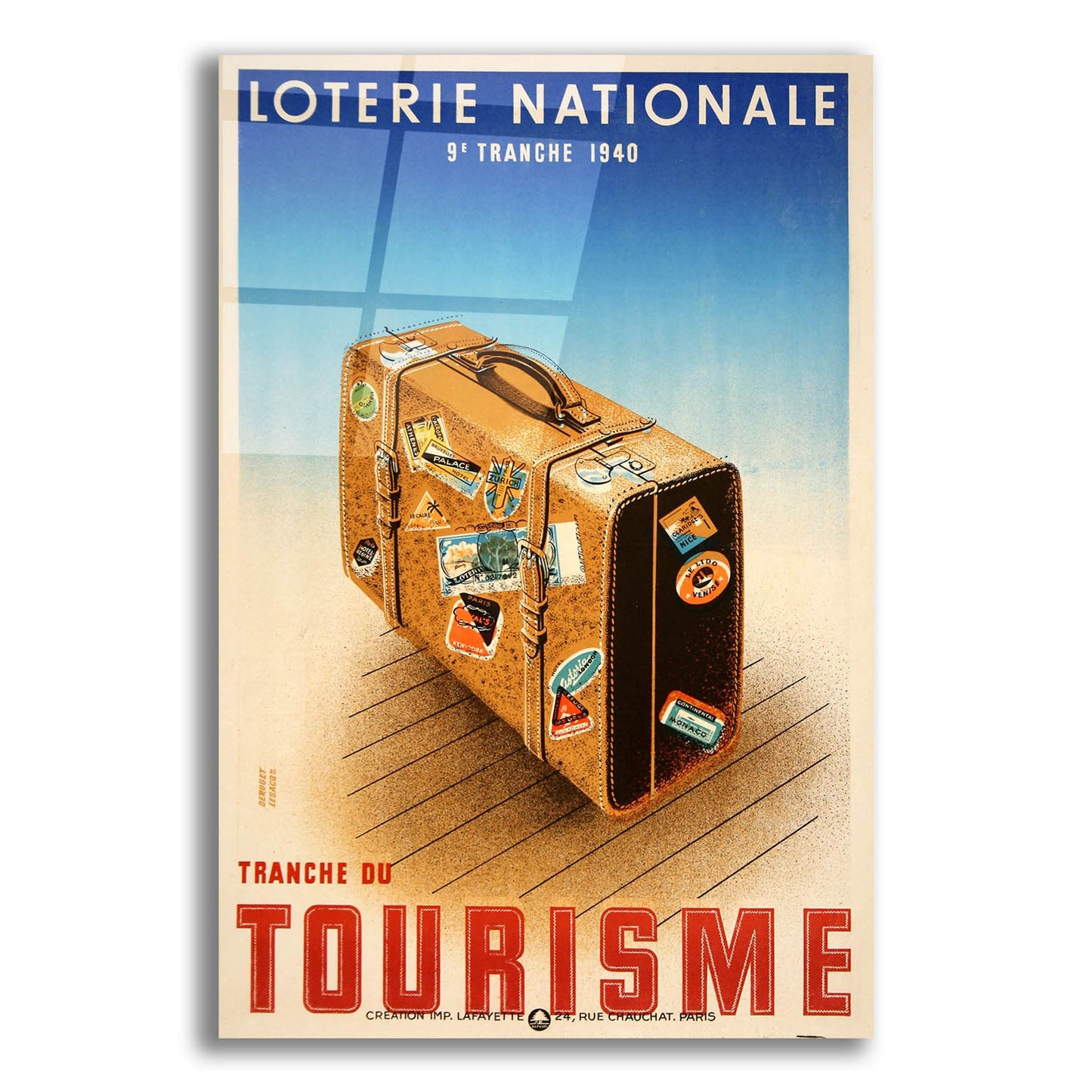 Epic Art 'Loterie Nationale - Tourisme Luggage' by Vintage Posters, Acrylic Glass Wall Art