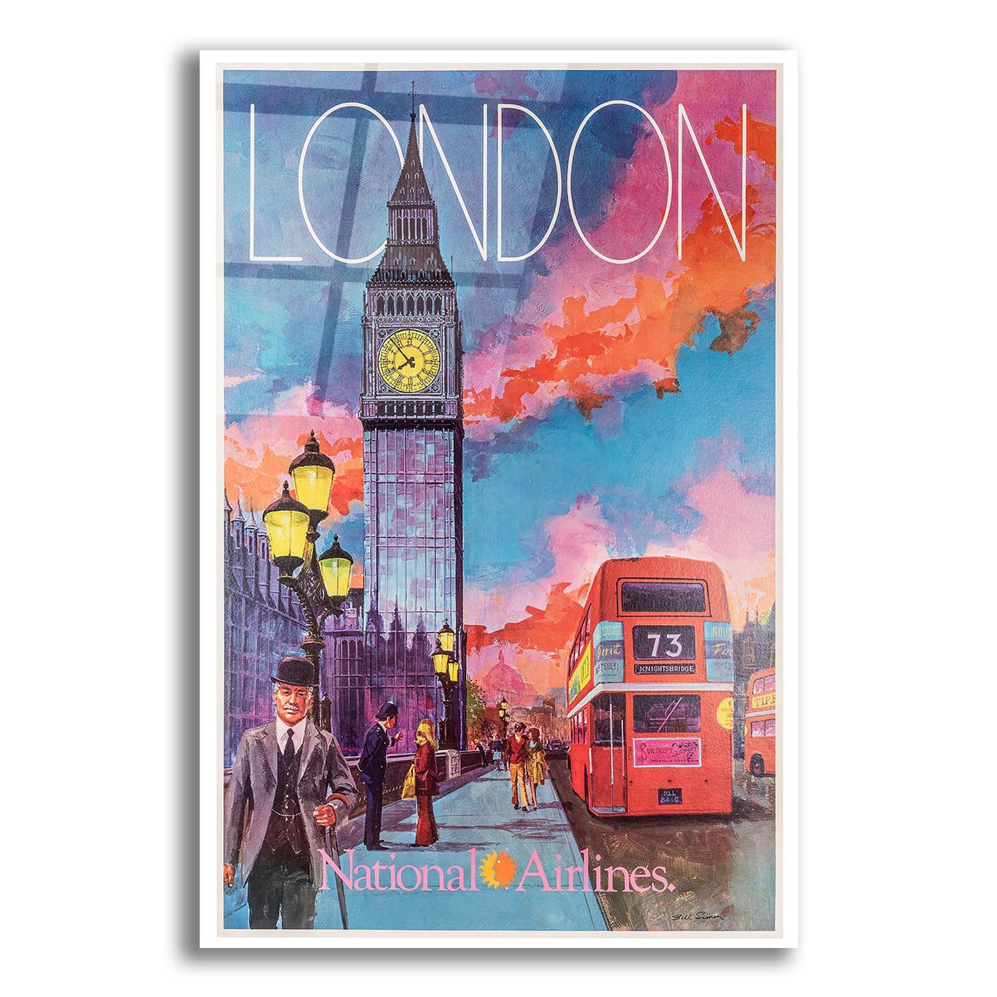 Epic Art 'National Airlines 1965 Bill Simon - London' by Vintage Posters, Acrylic Glass Wall Art