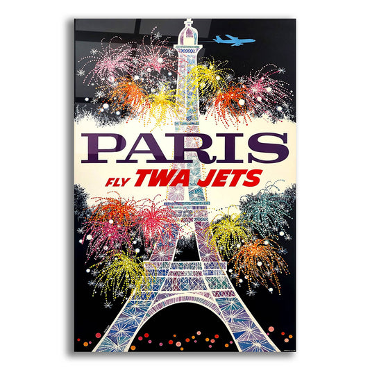 Epic Art 'Fly TWA Paris Eiffel Tower 1960 David Klein' by Vintage Posters, Acrylic Glass Wall Art
