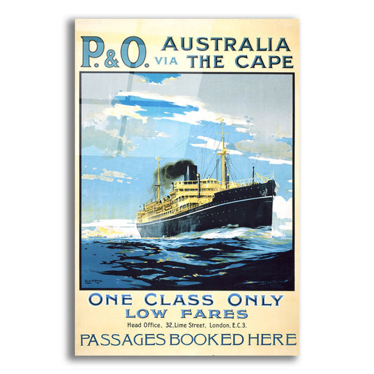 Epic Art 'P. & O. Australia Via The Cape' by Vintage Posters, Acrylic Glass Wall Art