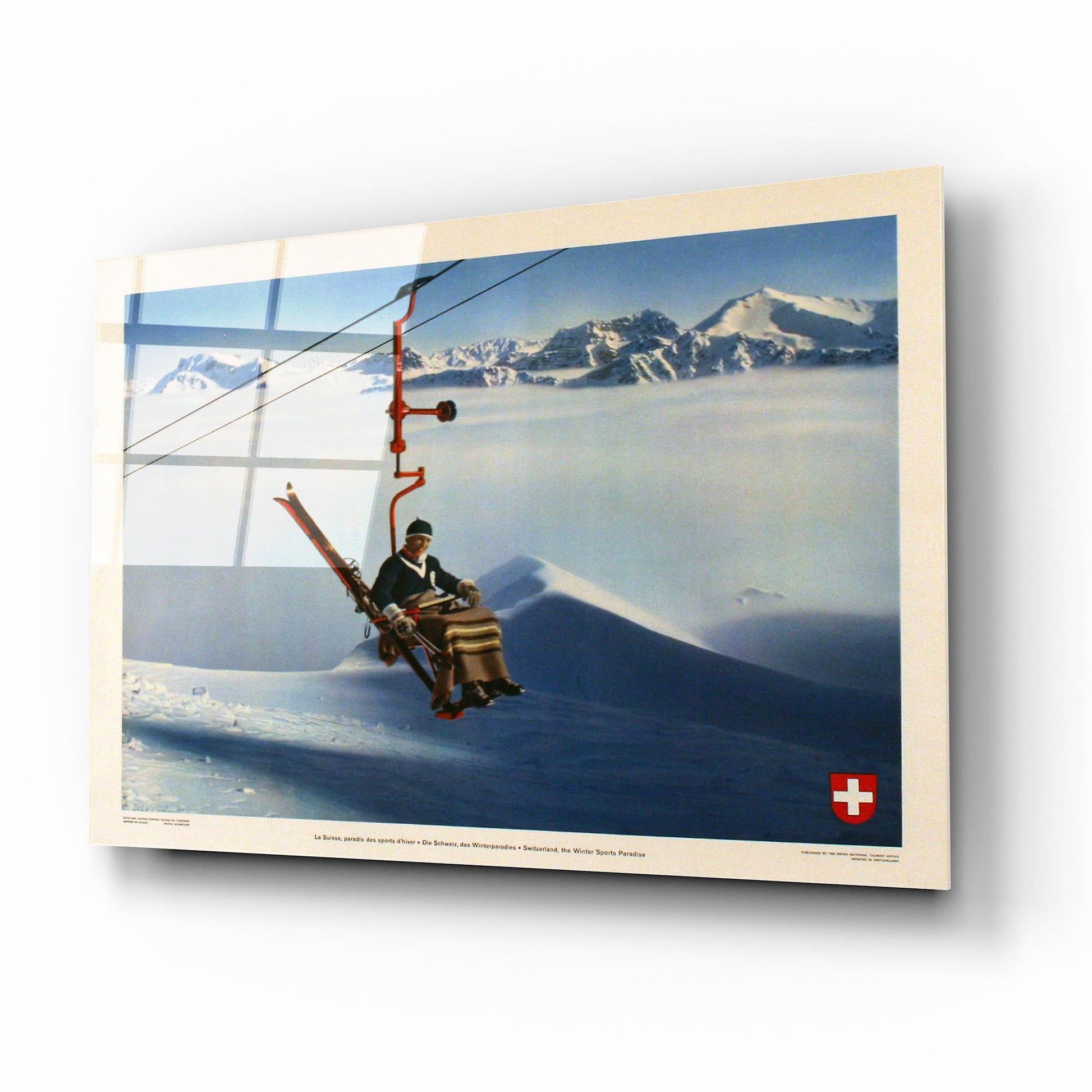 Epic Art 'La Suisse, Paradis des Sports d'Hiver' by Vintage Posters, Acrylic Glass Wall Art,16x12