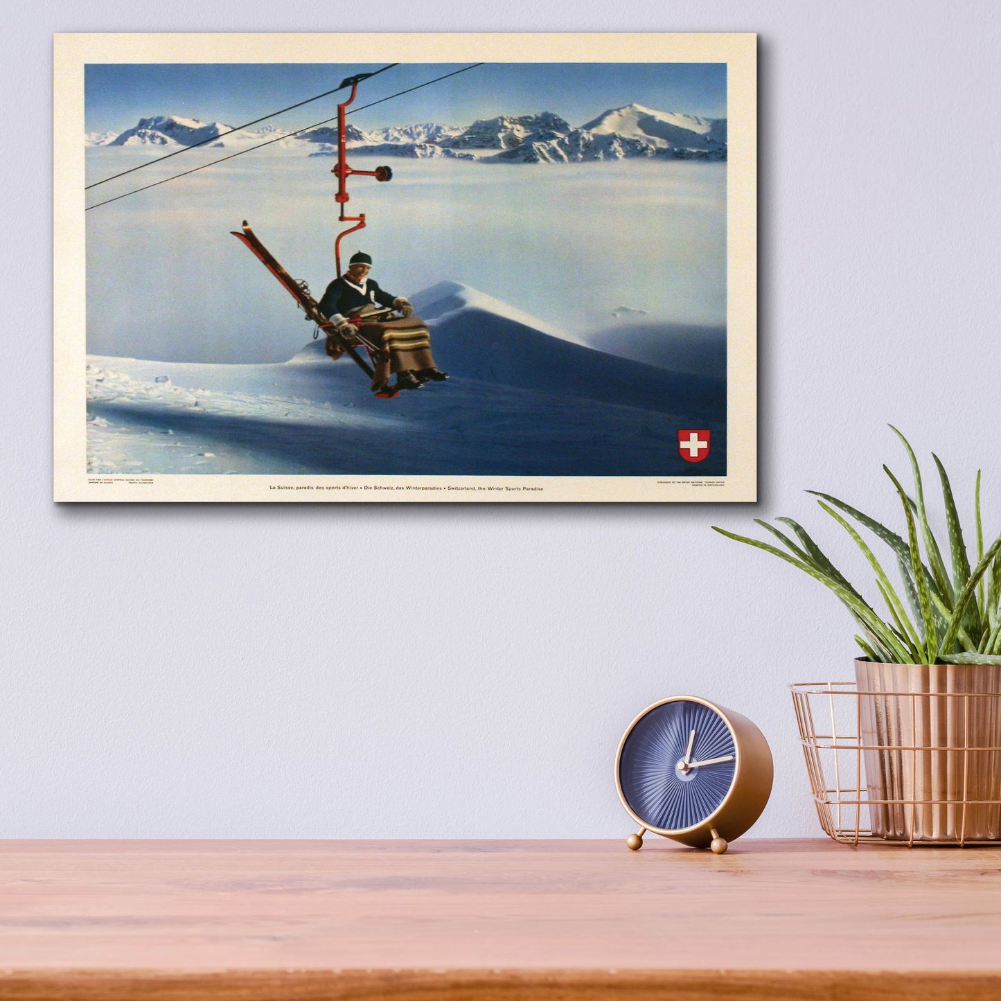 Epic Art 'La Suisse, Paradis des Sports d'Hiver' by Vintage Posters, Acrylic Glass Wall Art,16x12