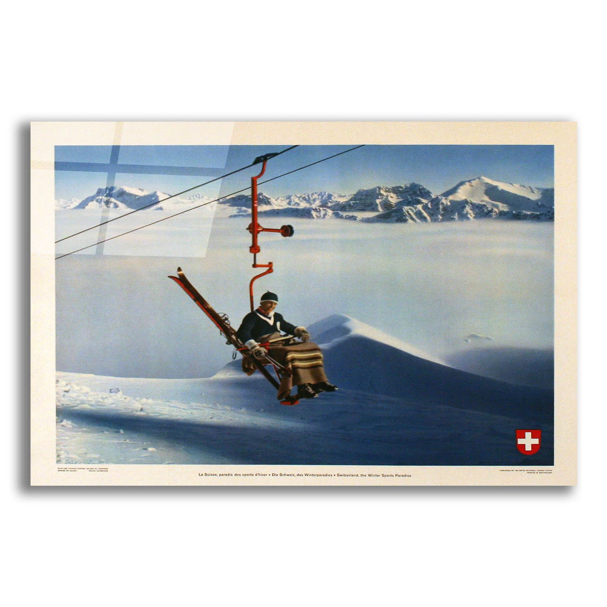 Epic Art 'La Suisse, Paradis des Sports d'Hiver' by Vintage Posters, Acrylic Glass Wall Art,24x16