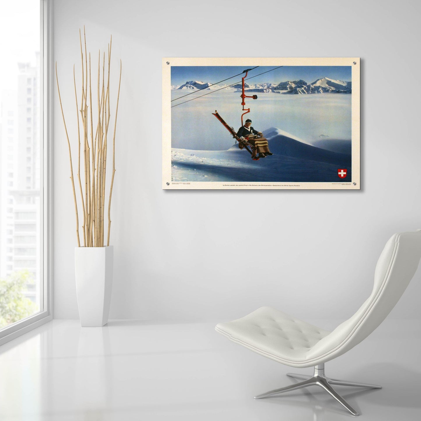 Epic Art 'La Suisse, Paradis des Sports d'Hiver' by Vintage Posters, Acrylic Glass Wall Art,36x24