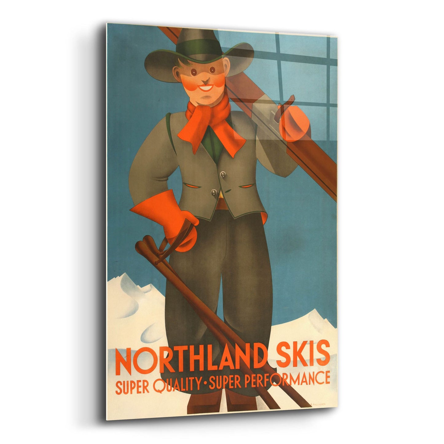 Epic Art 'Northland Skis' by Vintage Posters, Acrylic Glass Wall Art,12x16