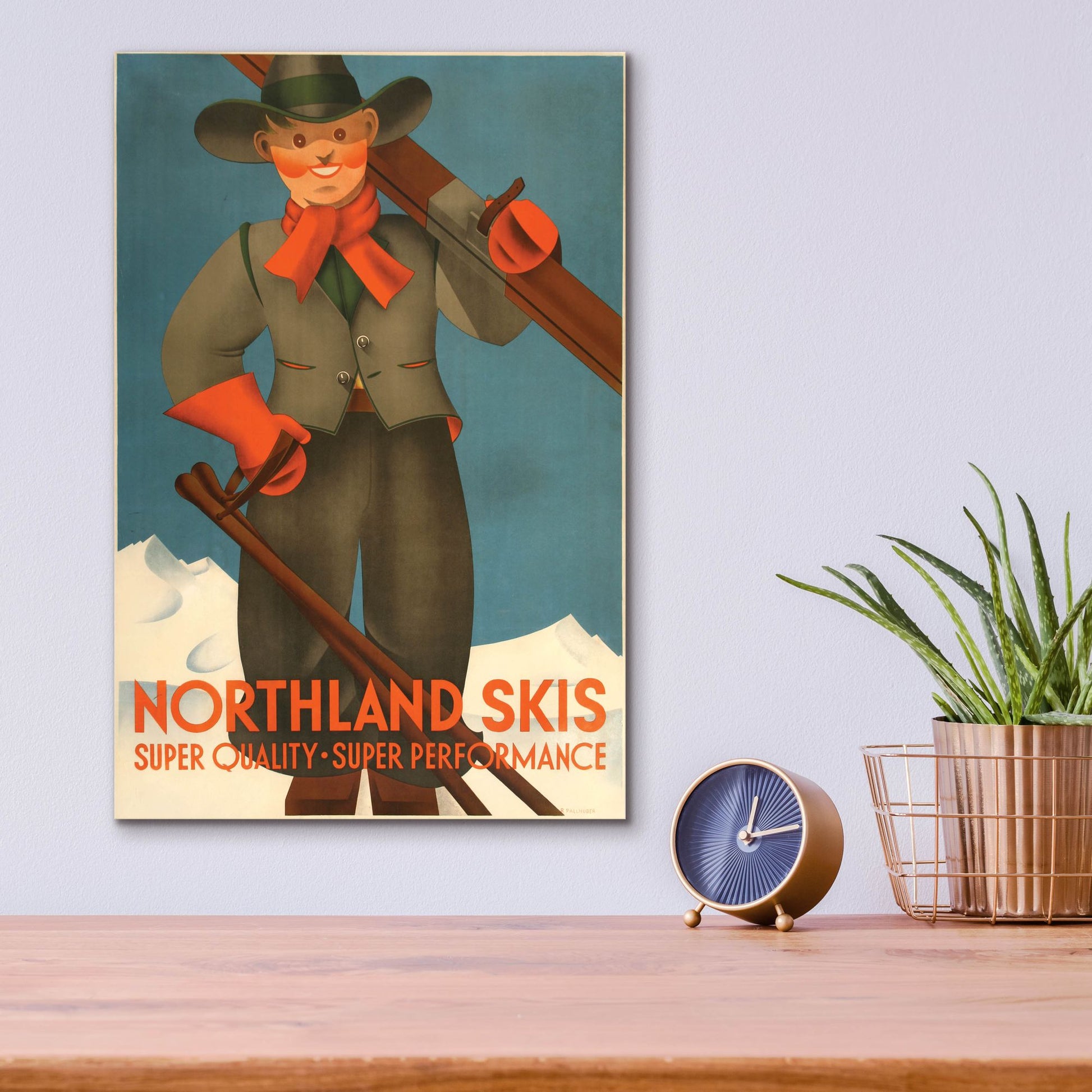 Epic Art 'Northland Skis' by Vintage Posters, Acrylic Glass Wall Art,12x16
