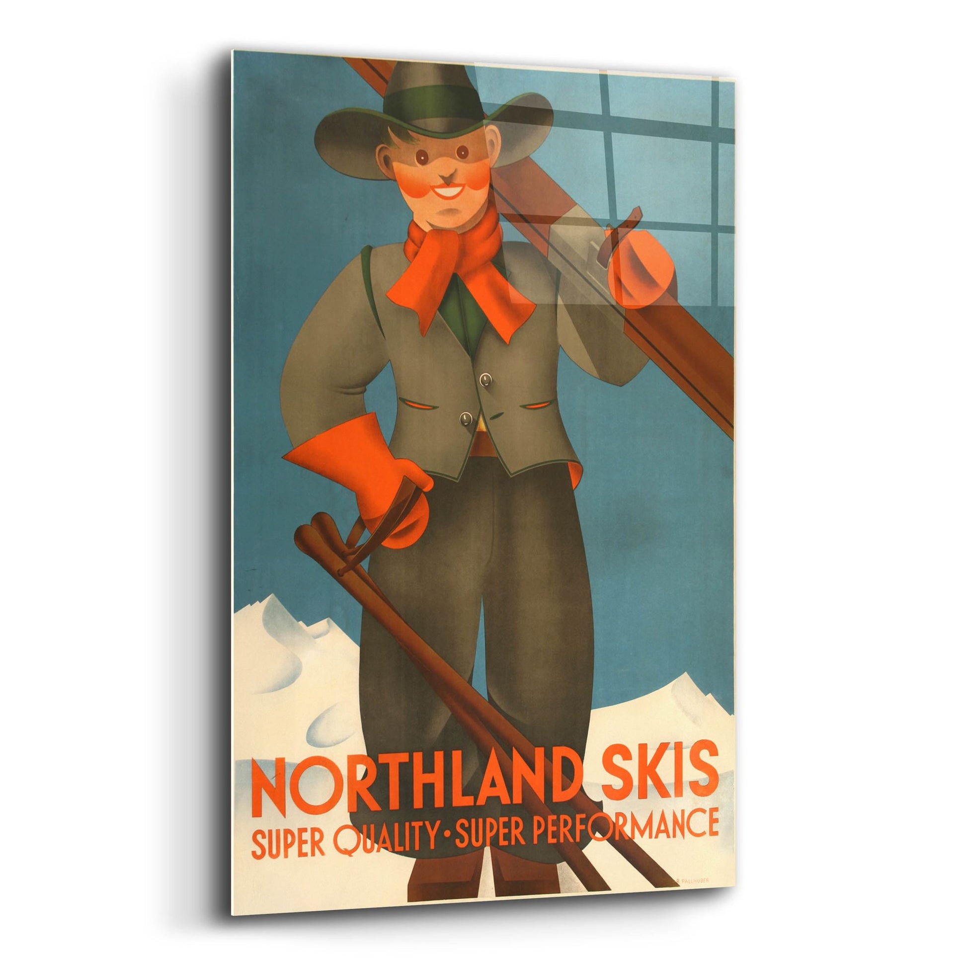 Epic Art 'Northland Skis' by Vintage Posters, Acrylic Glass Wall Art,16x24