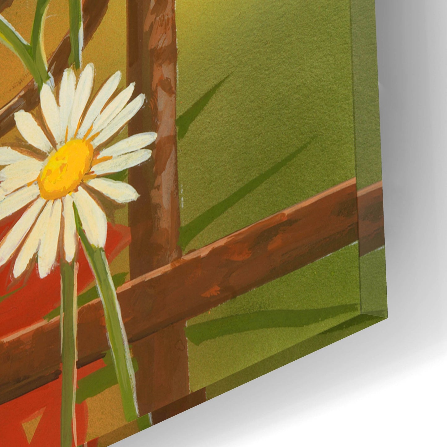 Epic Art 'Rusty Fence and Lilies' by William Vanderdasson, Acrylic Glass Wall Art,16x12