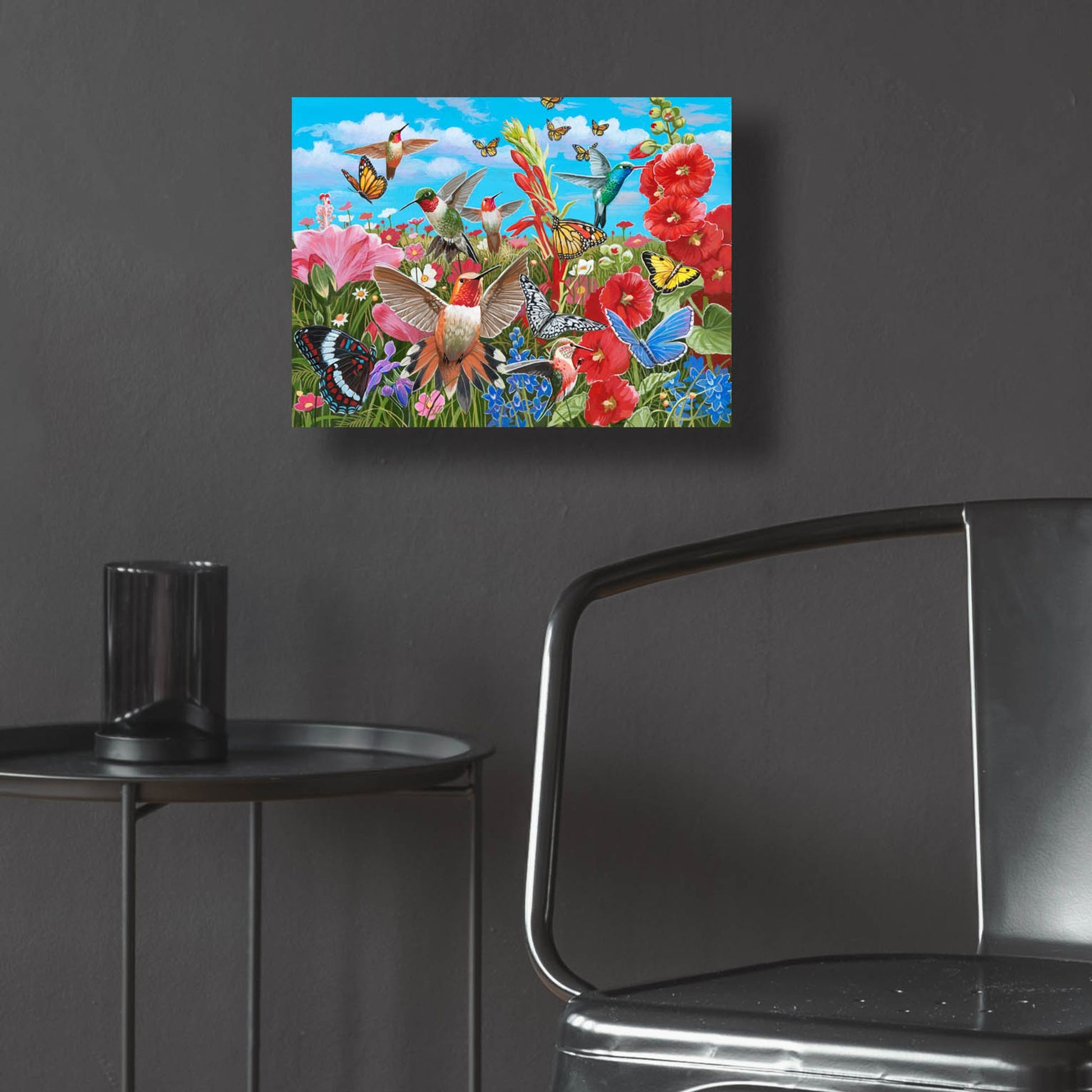 Epic Art 'Hummingbird Garden' by William Vanderdasson, Acrylic Glass Wall Art,16x12