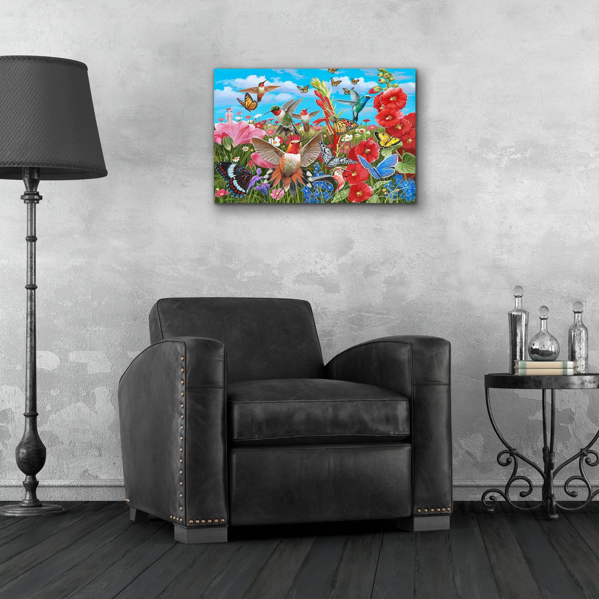 Epic Art 'Hummingbird Garden' by William Vanderdasson, Acrylic Glass Wall Art,24x16