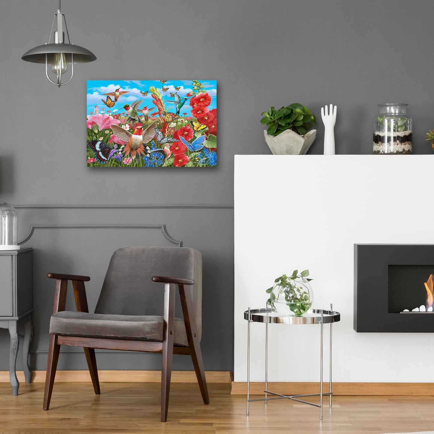 Epic Art 'Hummingbird Garden' by William Vanderdasson, Acrylic Glass Wall Art,24x16