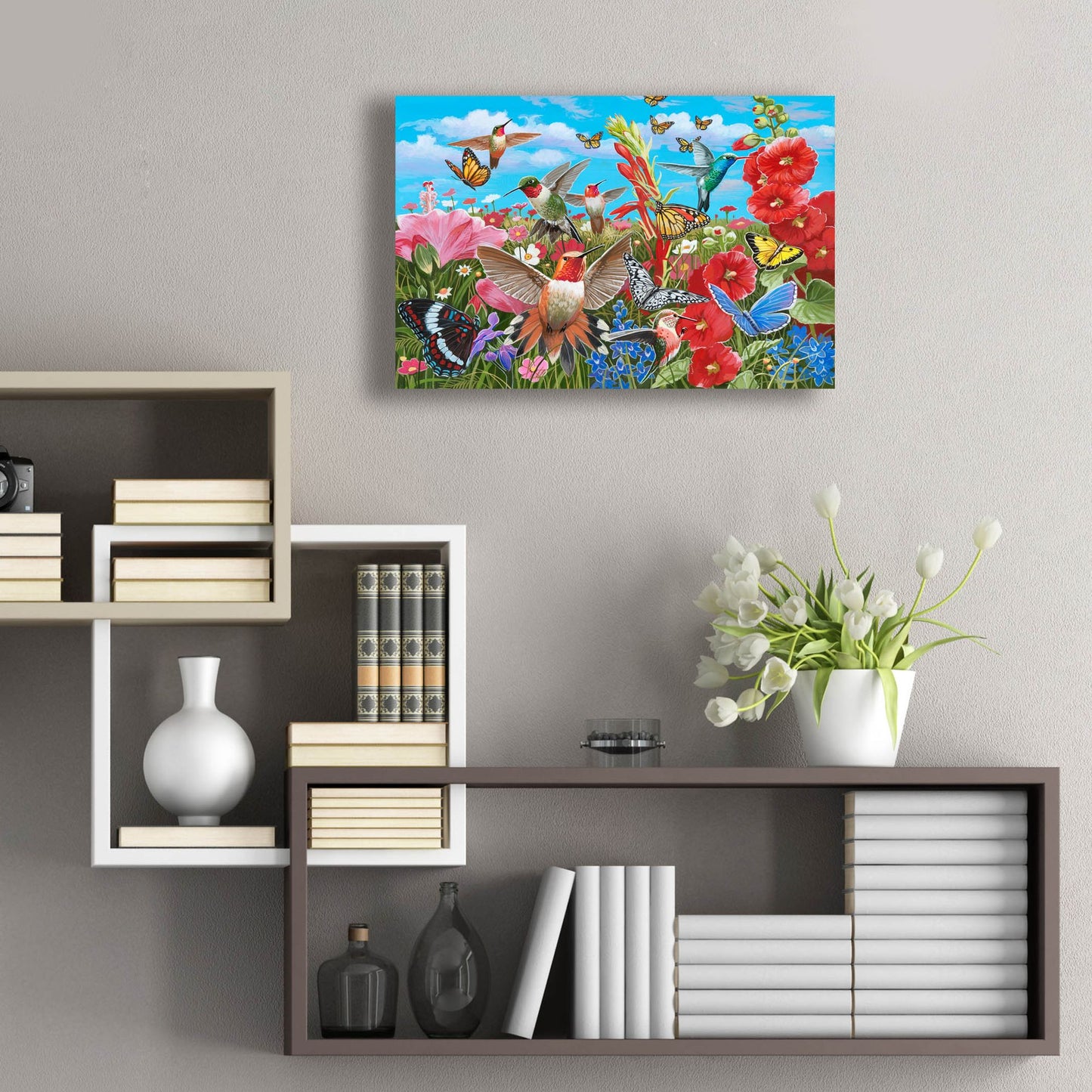 Epic Art 'Hummingbird Garden' by William Vanderdasson, Acrylic Glass Wall Art,24x16