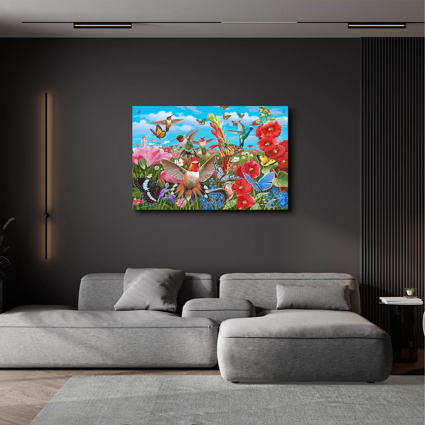 Epic Art 'Hummingbird Garden' by William Vanderdasson, Acrylic Glass Wall Art,36x24