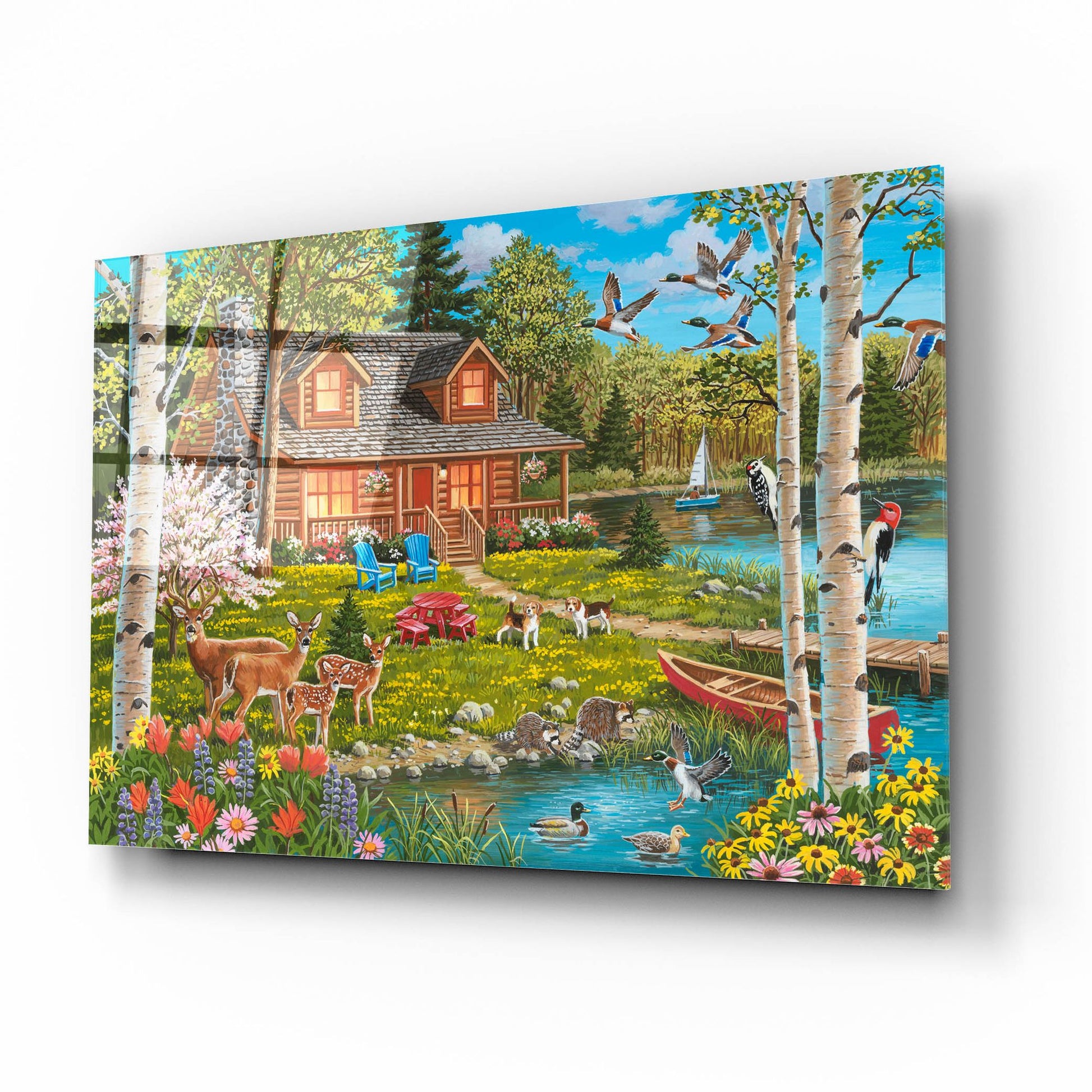 Epic Art 'Springtime at the Lake' by William Vanderdasson, Acrylic Glass Wall Art,16x12