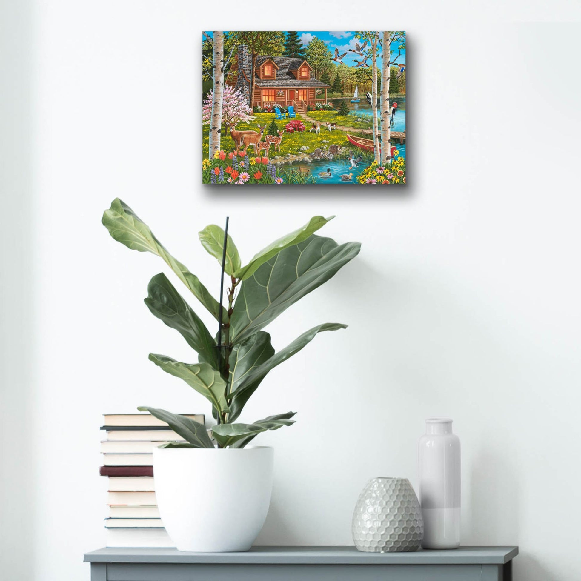 Epic Art 'Springtime at the Lake' by William Vanderdasson, Acrylic Glass Wall Art,16x12