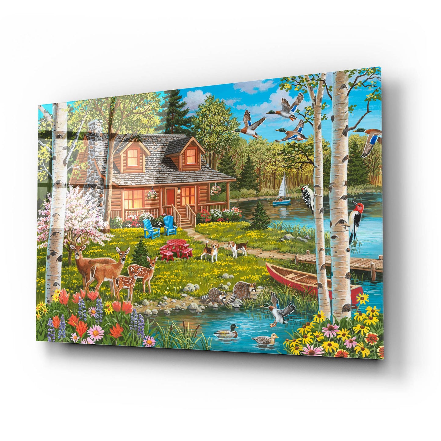 Epic Art 'Springtime at the Lake' by William Vanderdasson, Acrylic Glass Wall Art,24x16