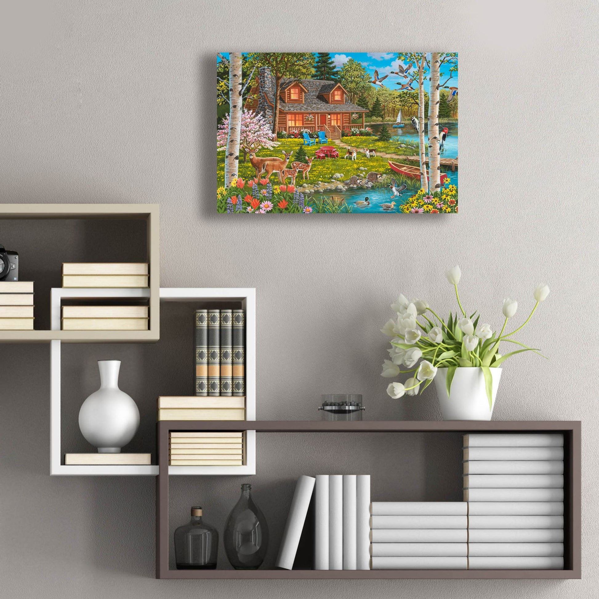 Epic Art 'Springtime at the Lake' by William Vanderdasson, Acrylic Glass Wall Art,24x16